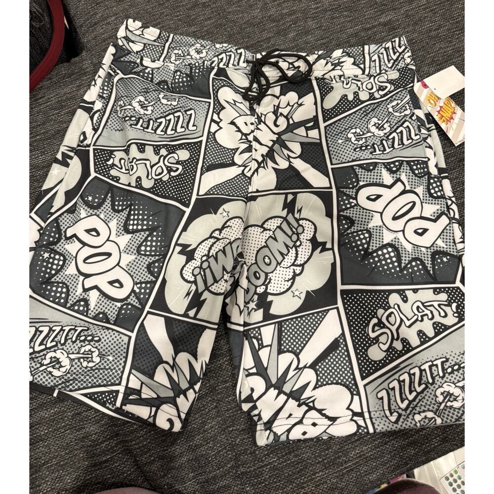 Oh Snap Men’s Black White And Gray Printed Shorts Size X-large